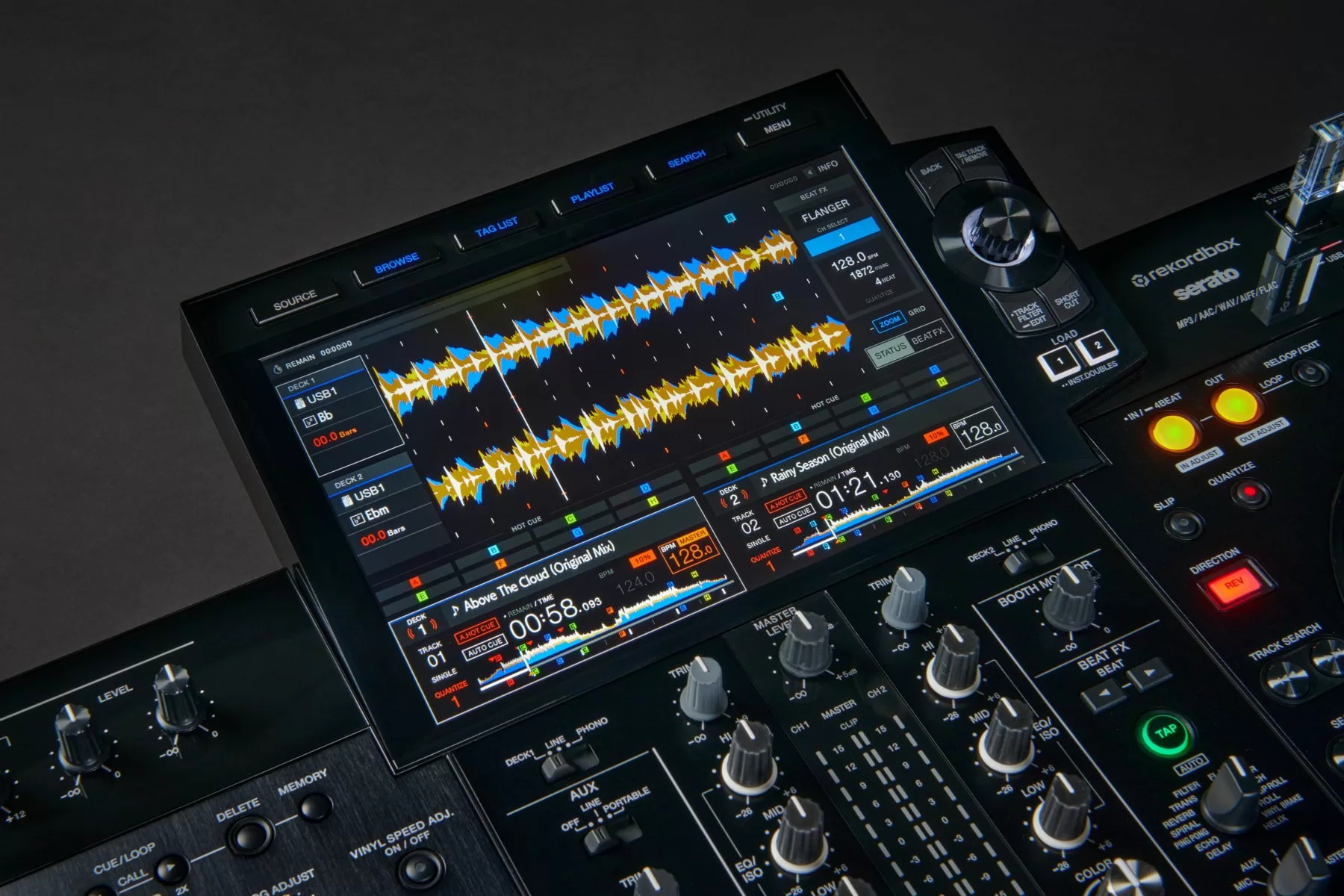 Professional DJ console ready for music programming
